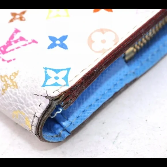 Louis Vuitton White Multicolor Takashi Murakami Zippy Wallet Authentic - Picture 5 of 12